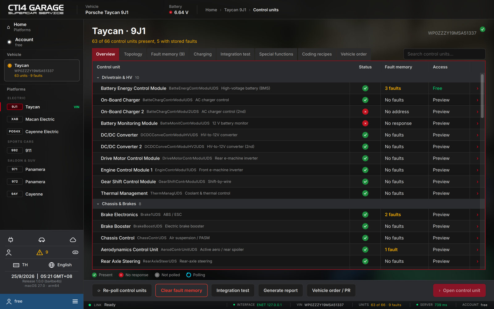 The roster on the free tier: the BMS is free, the rest is a preview