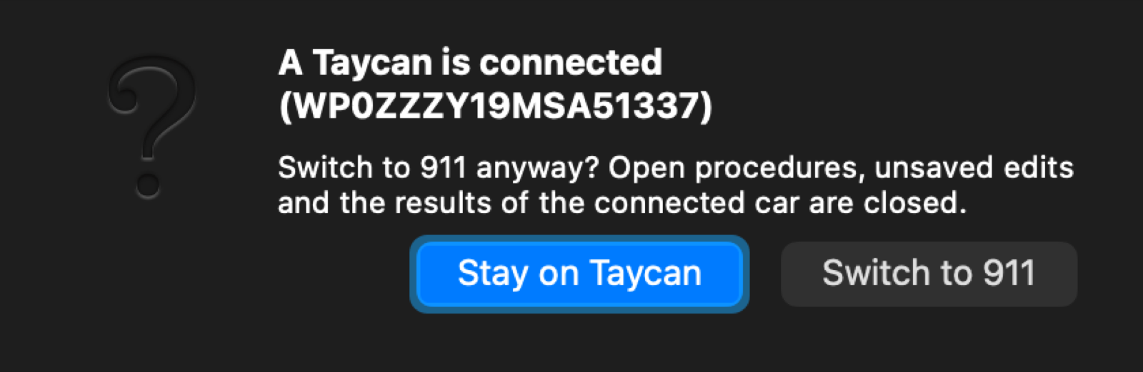 Switching platform while a car is connected