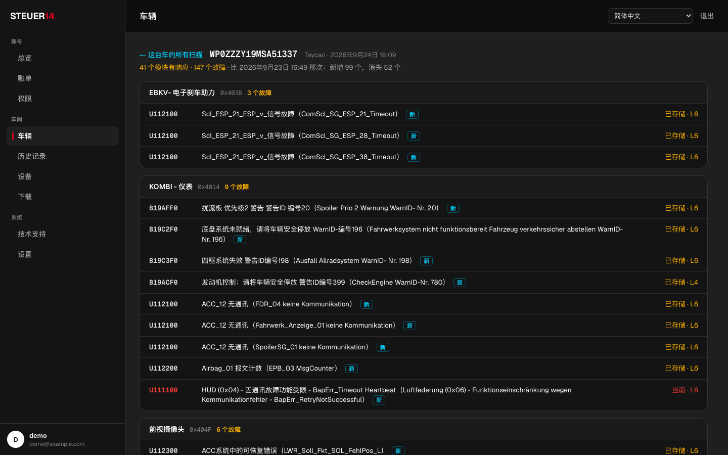 网页面板里的一次扫描